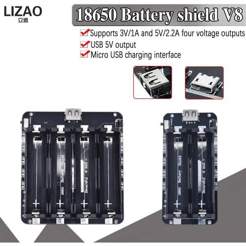 Two Voltage 18650 Lithium Battery Shield V8 Mobile Power Expansion Board Module 5V/3A 3V/1A Micro USB For Arduino ESP32 ESP8266