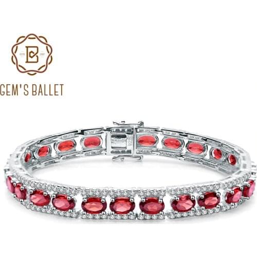 GEMS BALLET 0.6Ct Natural Garnet Gemstone 925 Sterling Silver Vintage Bracelets&bangles For Women Wedding Engagement Jewelry