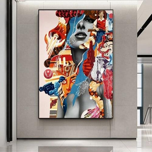 Graffiti Sexy Girl Modern Colourful Wall Painting Art on Prints Fashion Canvas Wall Picture For Living Room Cuadros Decoration