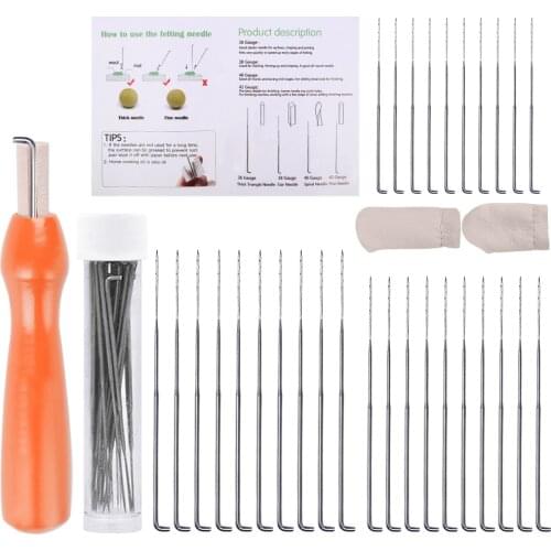 LMDZ 30 PCS Felting Needles,3 Sizes Wool Felting Needles with Needle Felting Tool Wooden Handle, Fingercots, Great for DIY