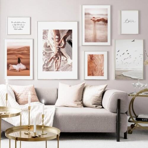 Desert Stone Beach Reed White skirt Girl Wall Art Canvas Painting Nordic Posters And Prints Wall Pictures For Living Room Decor