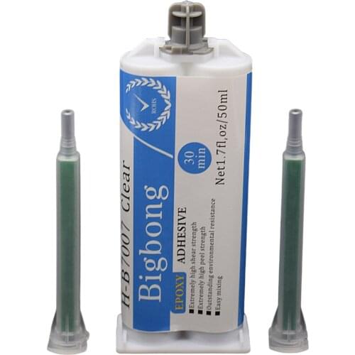 Epoxy Resin Adhesive Glue 50ml 1:1 Strong Adhesives AB Glue with 2pc Mixing Nozzles for Metal Ceramic Wood Glass Plastic Bonding