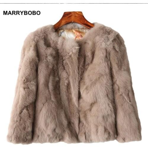 Korean Slim Thick Warm Outerwear Tops Women Winter Natural Real Rabbit Fur Coat 2020 Casual Long Sleeve Jacket