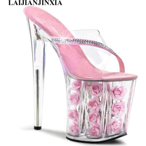 LAIJIANJINXIA Wedding New Women Dress Slippers Party 20CM high heels Night Club Party Pole Dancing Shoes Sexy Dance Shoes