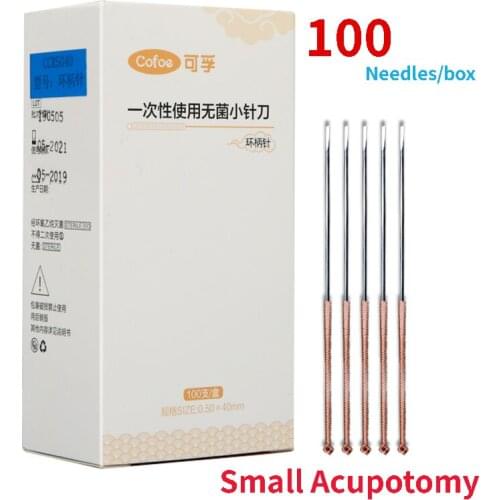 Medical Sterile Small Acupotomy 100Pcs /Box Copper Handle Disposable Acupuncture Needle Sharp Blade Needle Beauty Massage
