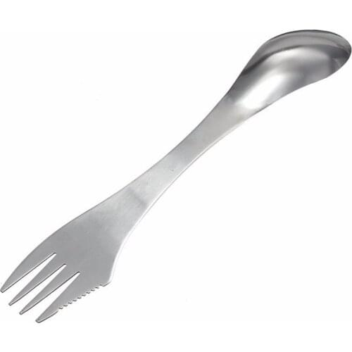 Outdoor 3 in1 Stainless Steel Spork Multi Function Knife Fork Spoon Travel Camping Hiking Picnic BBQ Lunch Dinner Utensils Combo