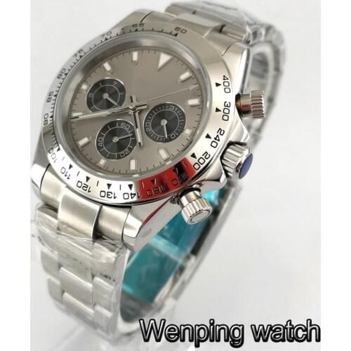 Bliger 39mm silver case gray sterile dial luminous date week indicator automatic mens top luxury watch
