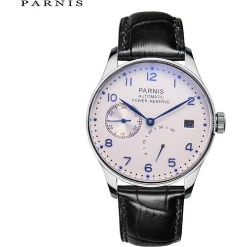 Parnis 43mm Mechanical Watches Men 2018 Calendar Waterproof Automatic Self Wind Watch Black Silver
