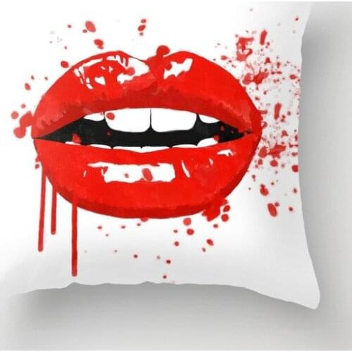 Valentines Pillowcover Red Lips Polyester Decoration 45x45cm Heart Shape Sofa Car Cushion Cover