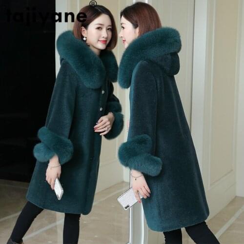 Real Coat Fur Fox Fur Hooded 100% Wool Jacket Autumn Winter Coat Women Clothes 2021 Korean Sheep Shearling Suede Lining ZT3907