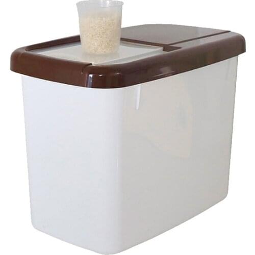 10Kg Plastic Kitchen Rice Storage Food Grain Storage Box Box Sealed Moisture Storage Grain and Measuring Cup Storage Bucket