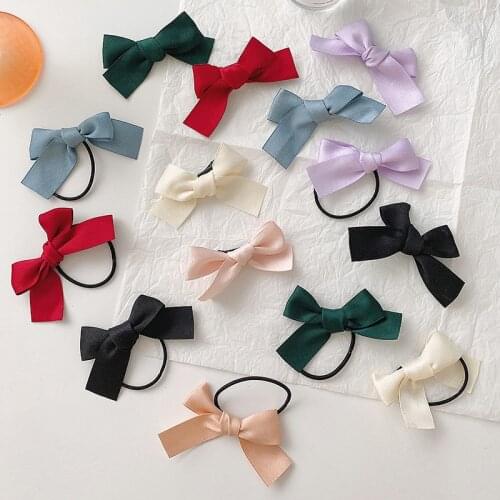Children Cute Colors Solid Bow Scrunchies Rubber Bands Hairpins Girls Lovely Colorful Hair Clips Kids Hair Band Hair Accessories