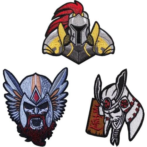 Marshal Helmet Japanese Bushido Warrior Armband Package Chapter Dragon Knight Armor Embroidery Iron-on DIY Stickers For Clothes