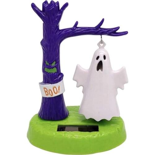 Solar Ghost Swing Head Doll Toy Cute Car Swing Ghost Car Toy Desk Bedroom Swing Ghost Dancer Toy Halloween Decoration Ornaments