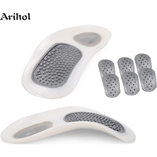 Arihol Flat Foot Orthotics Plantar Fasciitis Arch Support Insoles Massage Relieve Foot Back Hip Leg Knee Pain Improve Balance