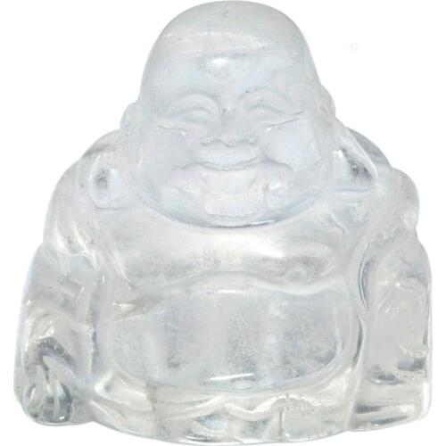 TUMBEELLUWA 1.5" Rock Quartz Happy Laughing Buddha Pocket Statue Feng Shui Figurines Healing Crystal Wealth and Good Luck
