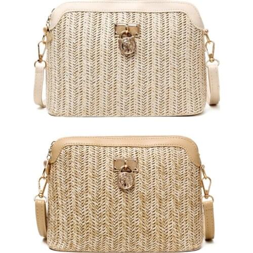 Women Ladies Crossbody Handbag Straw Woven Shoulder Bag Tote Purse Messenger Satchel