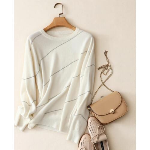 Beading decor crew neck fashion pink cozy sweater women casual basic long sleeve knit spring autumn 100% cashmere jumper