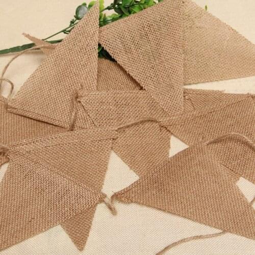 1pcs/lot 13 Flags Solid Color Linen Jute Flag Strip Wedding Decoration Banners DIY Simple Party Pennant Deco