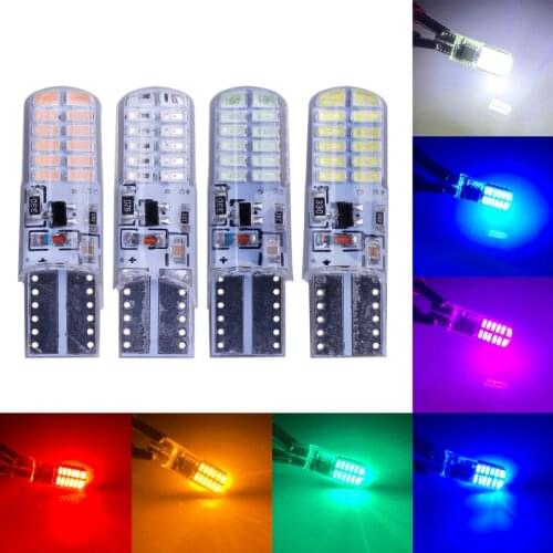 10PCS W5W T10 strobe flash LED silicone gel light 194 168 3014 24SMD Strobe Flash Two modes of Operation Car light bulbs