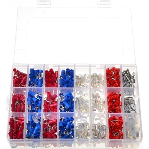 1000Pcs 24Types Insulated Crimp Terminals Kit Electrical Cable Wire Cord Pin End Connectors Spade Fork Ring Assorted Set