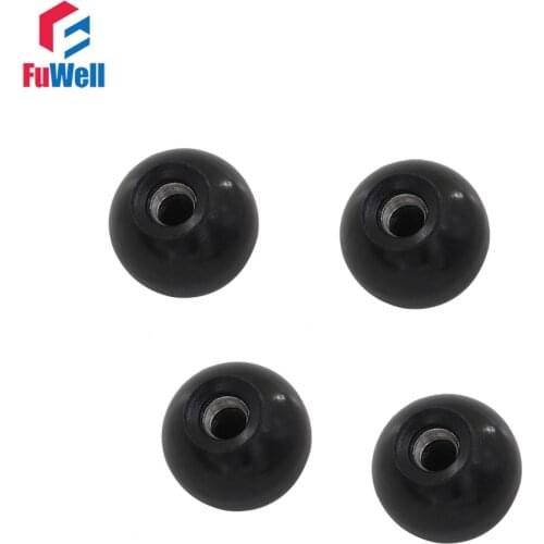 4pcs M10 x 35mm Ball Knob Iron Insert 10mm Thread 35mm Ball Diameter Bakelite Black Ball Lever Knob for Machine Tool Replacement