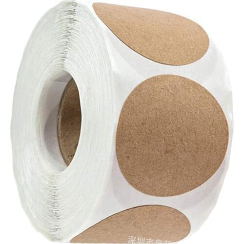 500pcs Kraft Paper Round Blank Stickers Food Cookies Stickers Permanent Adhesive Labels for Weddings Party Favors 25mm