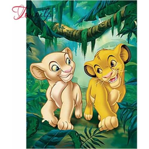 DIY full Diamond painting children cartoon comic lion king small lion forest king 5d diamond embroidered cross stitch