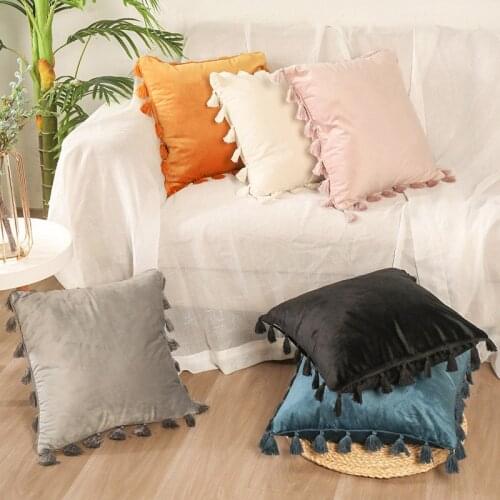 Velvet Cushion Cover Decorative Tassel Hug Pillowcases Nordic Sofa Home Decor Luxury Living Room Throw Pillows