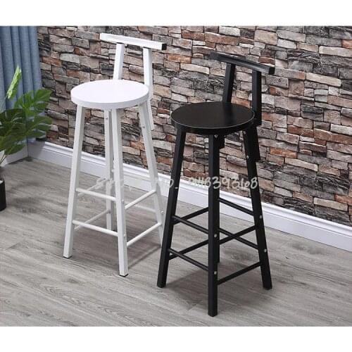 Bar Chair Modern Simple Bar Chair Coffee Shop Milk Tea Shop High Stool Back Bar Stool Family Bar Stool Bar Chair