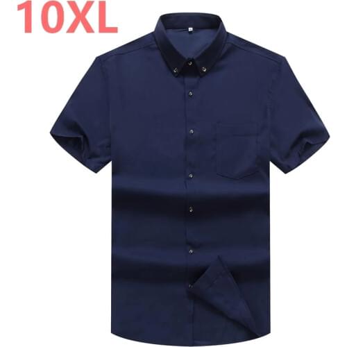 Plus size 10XL 9XL 8XL 6XL 5XL 4X New fashion shirt men brand clothing printed shirt male top quality stretch short summer shirt