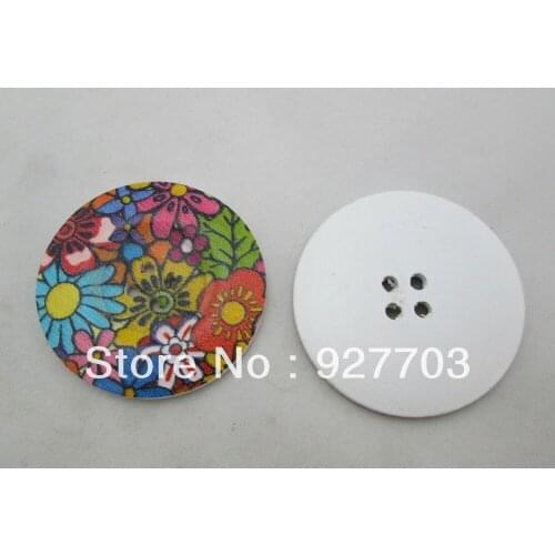 20 X 50mm 10pcs 2 inches Big Sunflower Floral Wood Buttons Sewing buttons for clothing