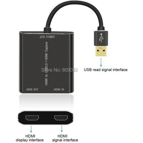 Dual Hdmi to USB 3.0 Video Capture Converter Full HD 1080P Game Collection Card Device Video Audio Capture Cable for Mac Windows