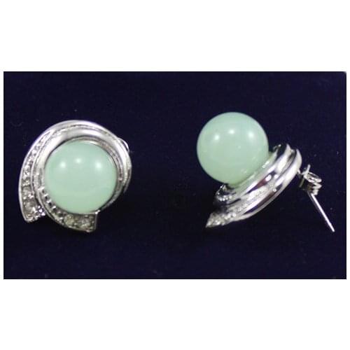 Elegant 8mm green Natural jade Earrings