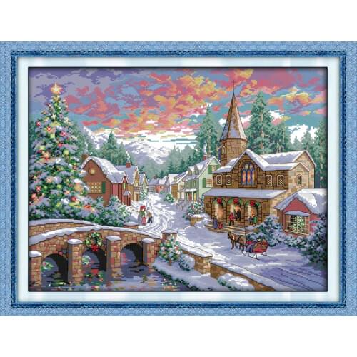 Everlasting Love Christmas Snowscape(2) Ecological Cotton Chinese Cross Stitch 11 14CT Stamped Printed New Store Sales Promotion