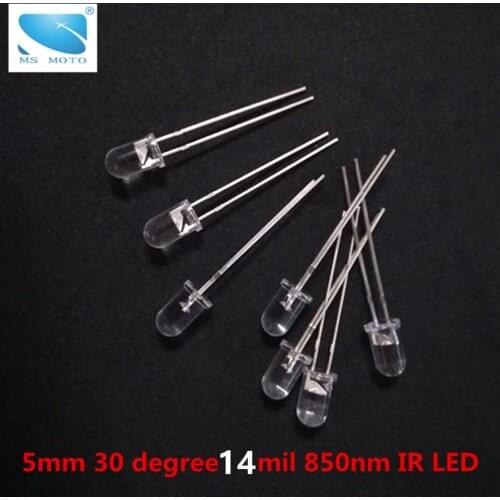 10pcs/lot 5mm 30 degree Infrared LED IR emitting diode IR LED 850nm 14mil chip 100mW For Security camera clearer image