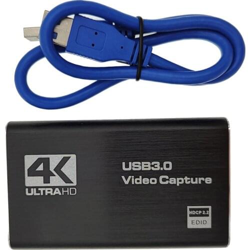 4K Video Capture Card USB 3.0 2.0 1080P 60fps for Recording Plate Game Grabber Mic Input Audio TV Loop Out For Live Streaming