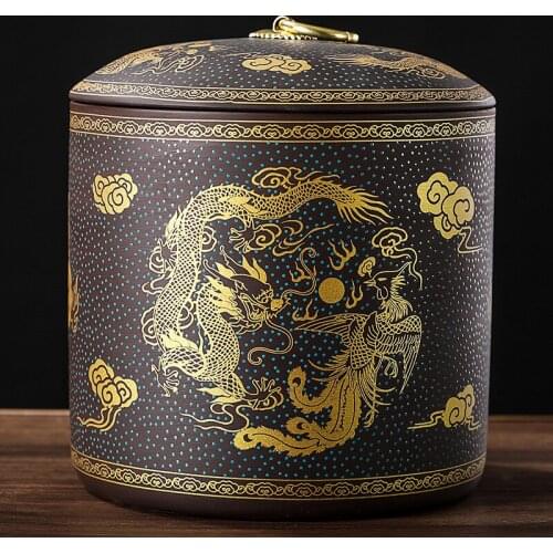Chinese Travel Tea Caddy Ceramic Sugar Sealed Jar Round Coffee Canister Tea Caddy Moisture-Proof Thee Blikjes Teaware DE50CY