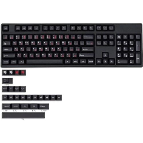 Red Japanese Pure Black Keycaps For Cherry Mx Gateron Kailh Box TTC Switch Mechanical Keyboard 67 68 84 104 DSA PBT Key Caps