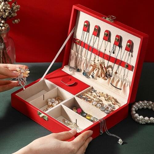 PU Leather Jewelry Storage Box Portable European-Style Multi-Function Packaging Box Winter Gift