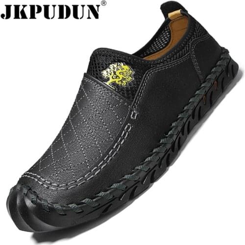 Leather Men Casual Shoes Luxury Brand Handmade Men Sneakers Breathable Slip-on Mens Loafers Trendy Moccasins Zapatillas Hombre