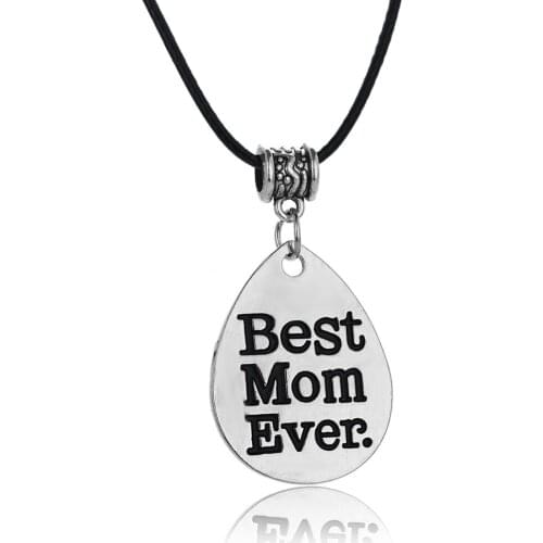 Best Mom Ever Leather Pendant Chain Necklace Jewelry Family Gifts For Mother Necklace For Women Mothers Gifts Christmas Gifts