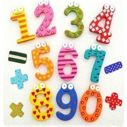 15PCS Magnets For Refrigerators Cartoon Wooden Number Sign Fridge Sticker 3D Colorful Magnetic Sticker Funny Kid Toy Home Decore