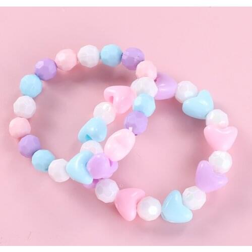 Makersland Heart Beaded Bracelet for Baby Girls Cute Children Charms Beads Design Gifts Adjustable Rope Jewelry Bracelets 2020