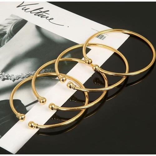 Trendy Simple 4pcs Dubai Bangles Gold Color Ethiopian India Bangle African Women Jewelry
