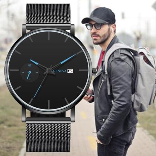 Fashion Luxury Ultra Thin Men Watch Stainless Steel Anti-blue light Watches Mens Quartz Calendar Watches Relogio Masculino