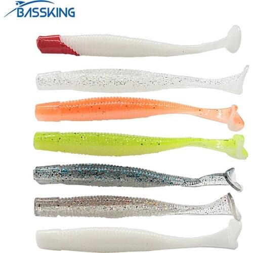 BASSKING 20pcs Soft Bait 60mm/1.6g 70mm/2.6g T-Tail Silicone Baits 7 Colors Swimbaits Isca Pesca Wobler Na Ryby
