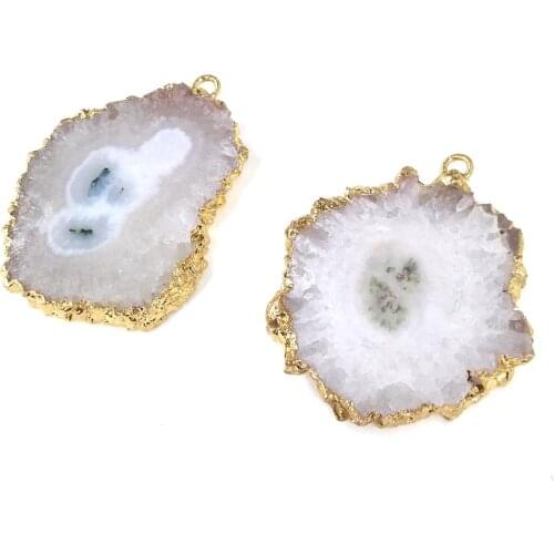 Natural Stone Slice Agates Pendants Irregular Onyx Quartz Charms Pendant for Women DIY Necklace Jewelry Making Findings Gift