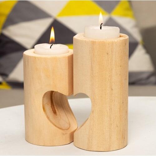 2020 New Arrival Small Wooden Candlestick Container Desktop Decor Candle Holder for Home Coffee Shop Hotel