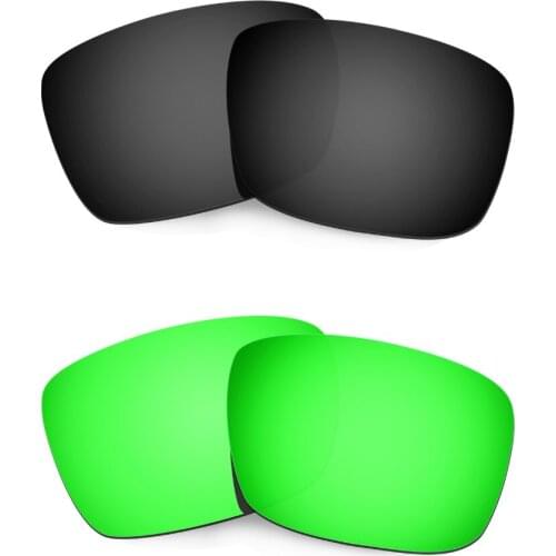 HKUCO For Fuel Cell Sunglasses Polarized Replacement Lenses Black/Emerald Green 2 Pairs